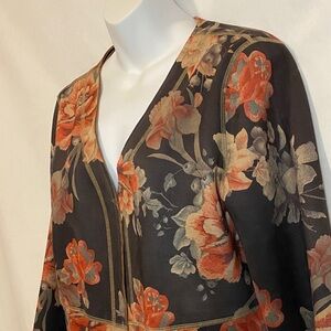 Chic Floral Open Front Jacket